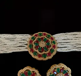 gold plated cz choker in ruby  emerald ( READY TO SHIP )