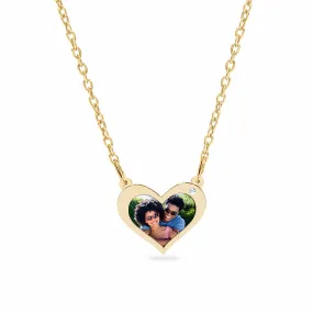 Heart Shaped Photo Pendant With Zirconia on The Border