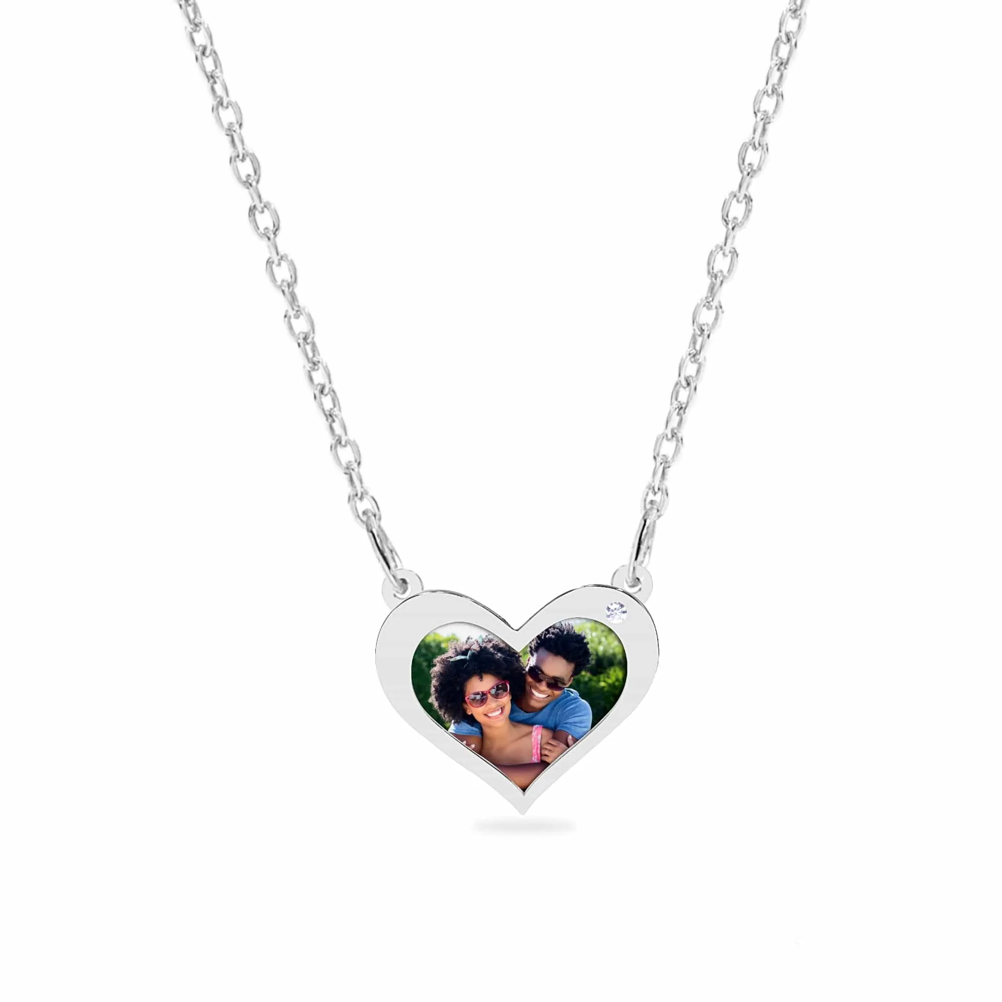 Heart Shaped Photo Pendant With Zirconia on The Border