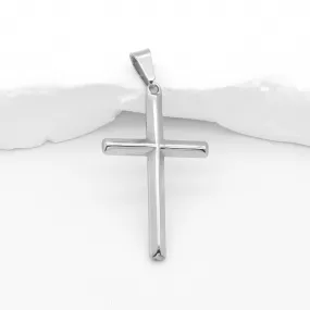 High Polished Plain Cross Pendant - Silver