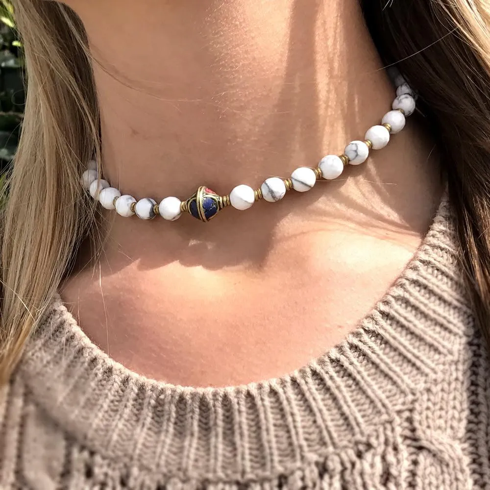 Howlite 'Calm' Mala Choker