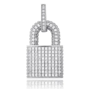 Iced Out Lock Pendant - Silver