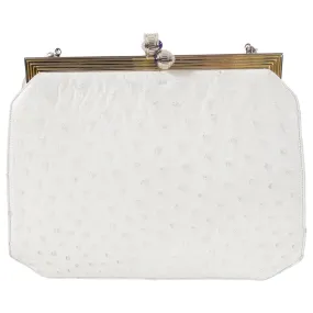 Judith Leiber Vintage 1980's White Ostrich Frame Bag