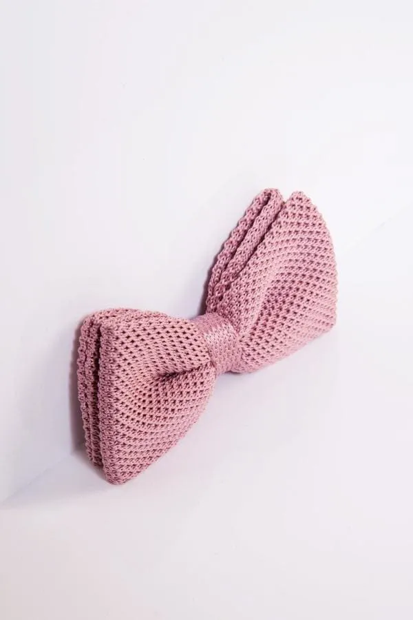 Knitted Double Layer Bow Tie In Blush Pink