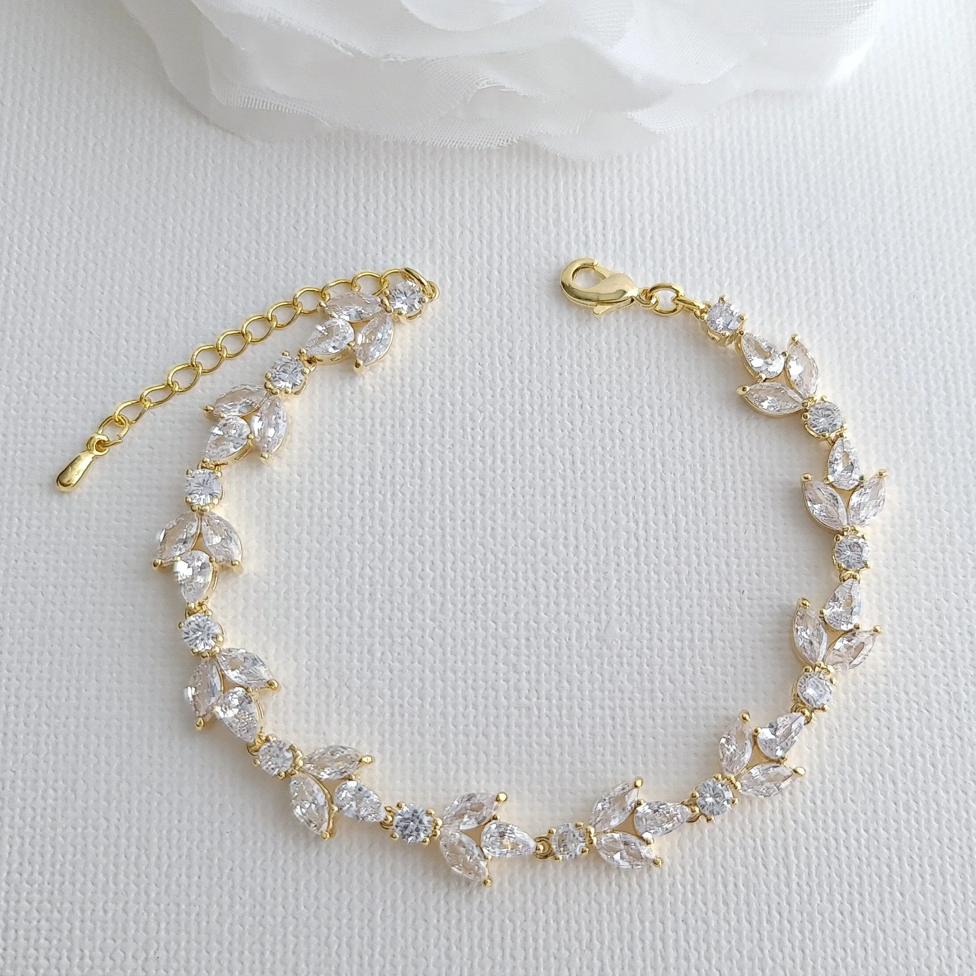 Light Gold Color Bridal Bracelet-Anya