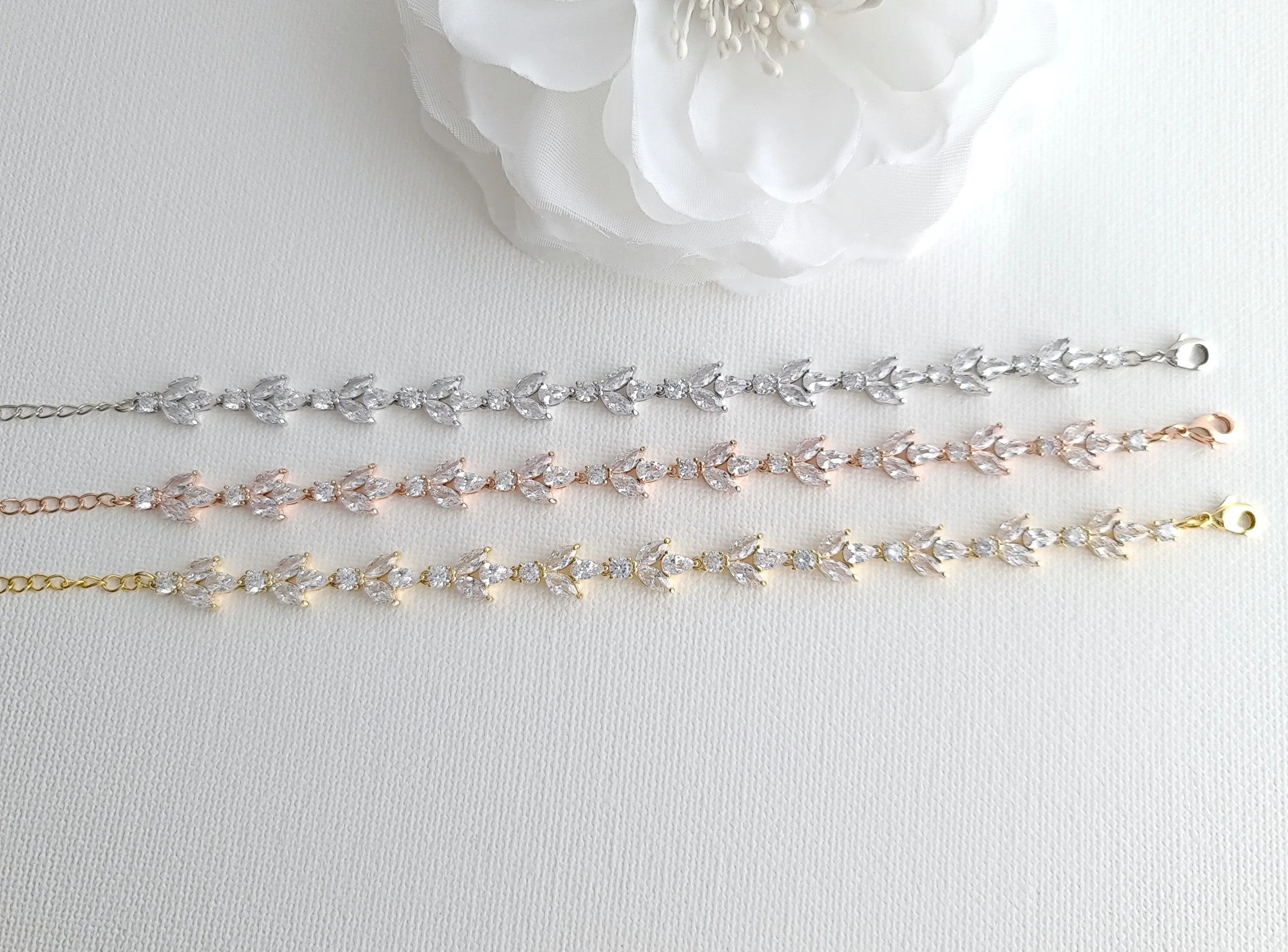 Light Gold Color Bridal Bracelet-Anya