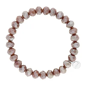 Lizas Clarksville 8mm Crystal Bracelet Taupe Shimmer