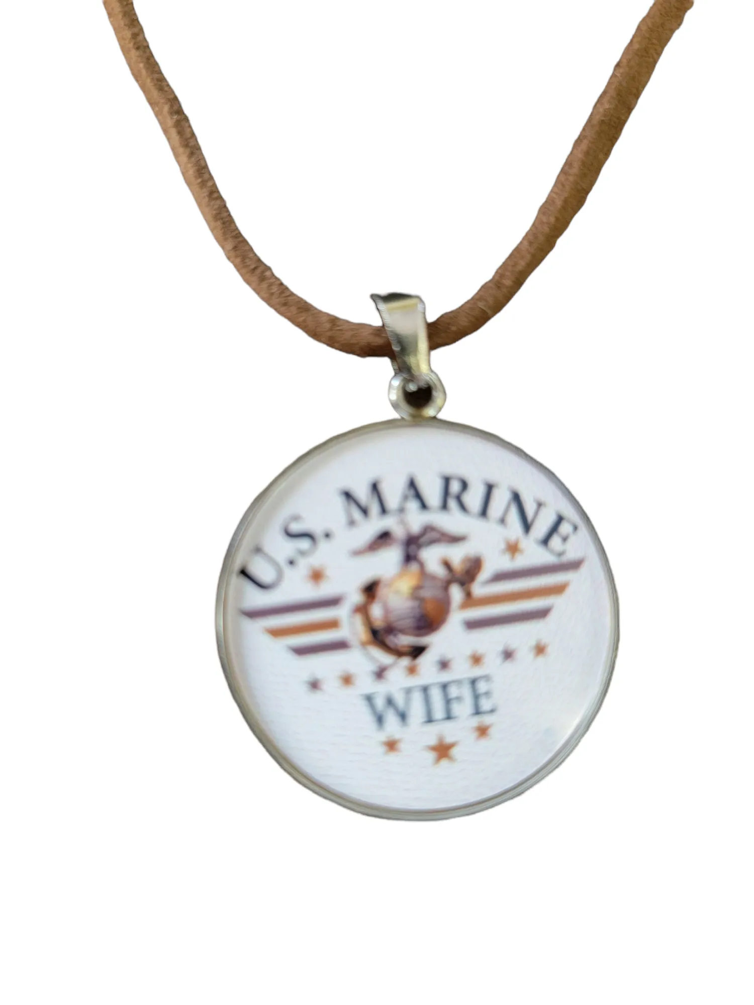 Marine Corp Wife Eagle Globe  Anchor Pendant Necklace