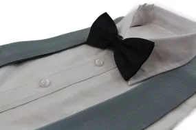 Mens Grey 120cm Extra Wide Suspenders & Black Bow Tie Set