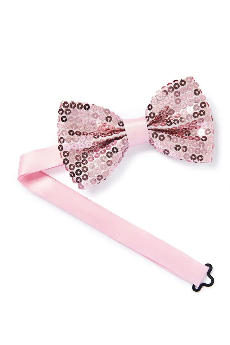 Men's Sequin Bow Tie - Light Pink