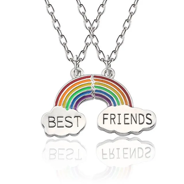 New Stylish Best Friends Forever Rainbow Shape Pendant Necklaces