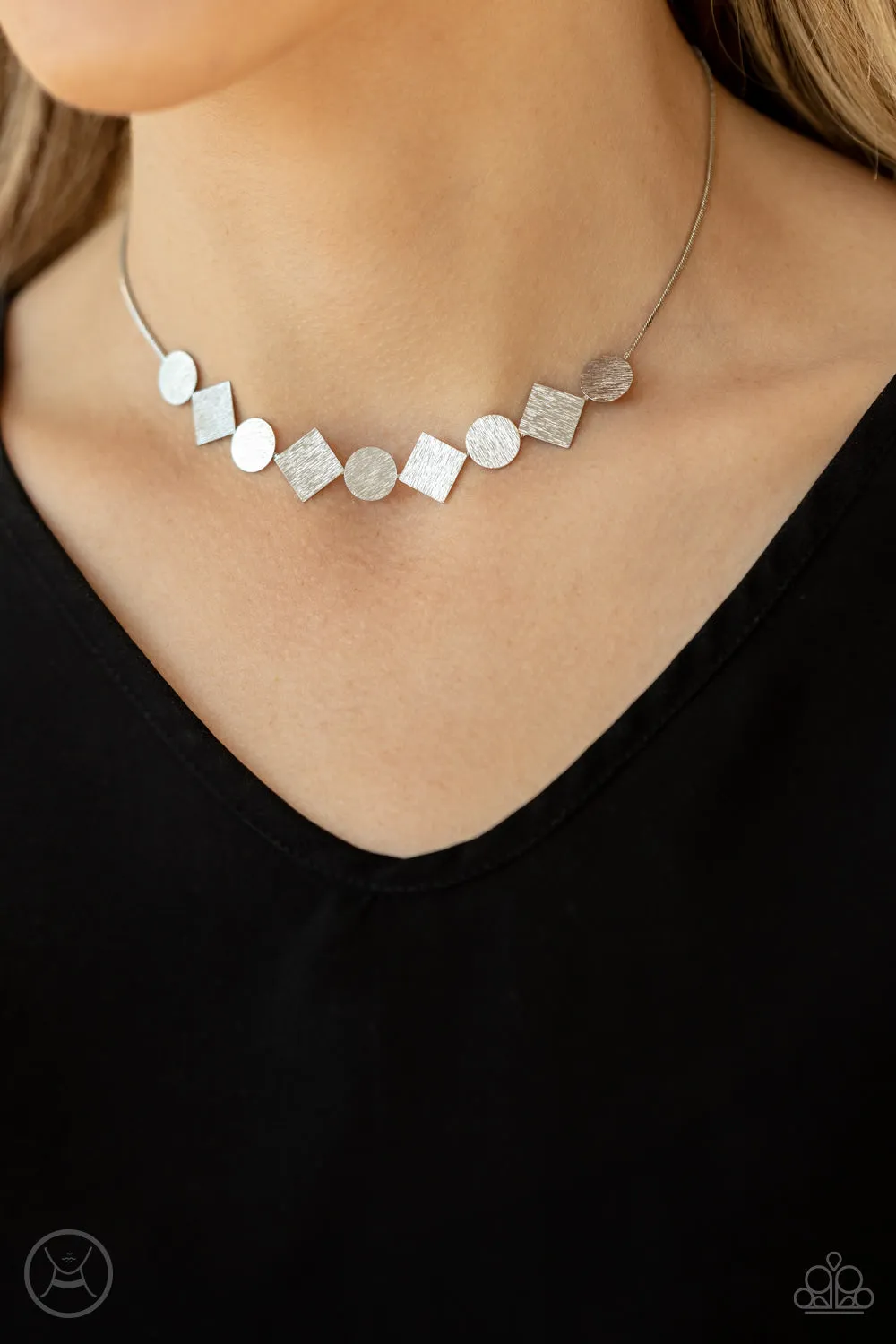 Paparazzi Don's Get Bent Out Of Shape - Silver Choker Necklace