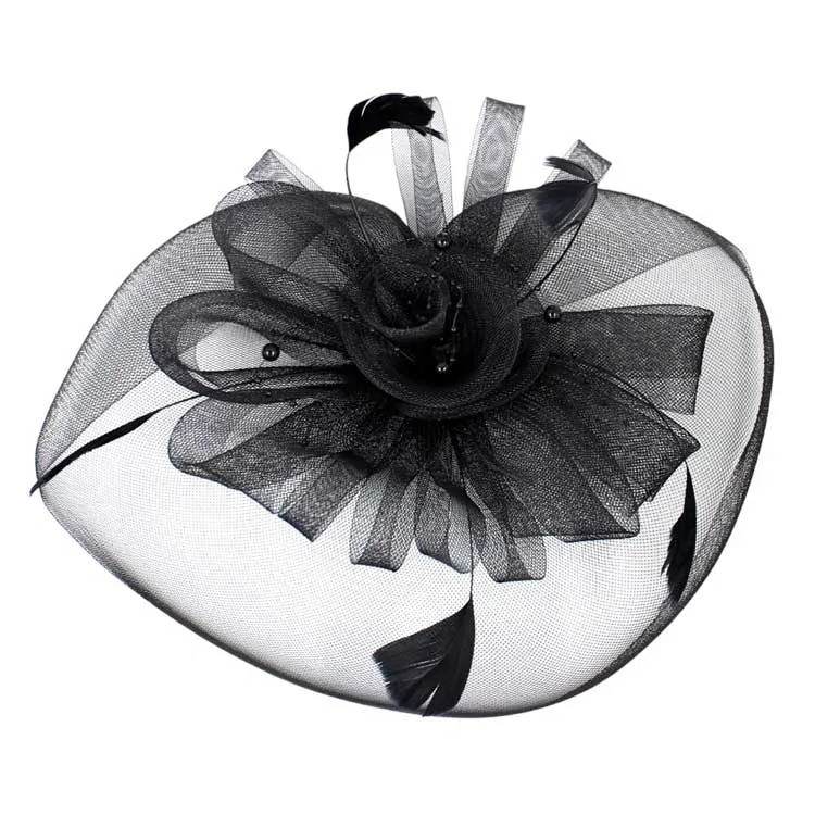 Pearl Feather Mesh Flower Fascinator Headband