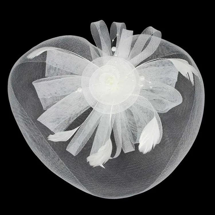 Pearl Feather Mesh Flower Fascinator Headband