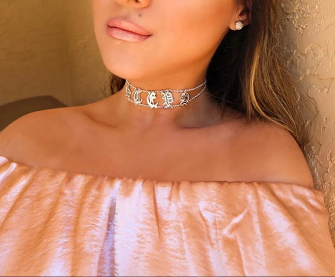 Personalized Name Choker Necklace - Kim Kardashian Saint Choker