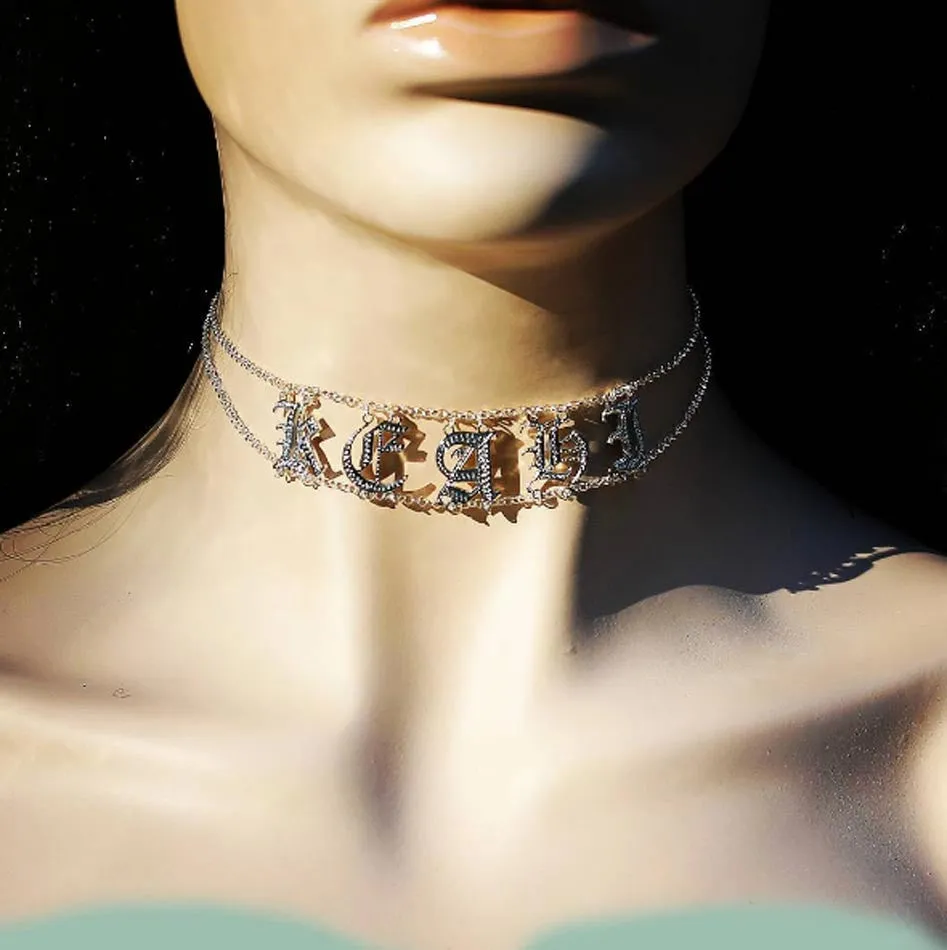 Personalized Name Choker Necklace - Kim Kardashian Saint Choker