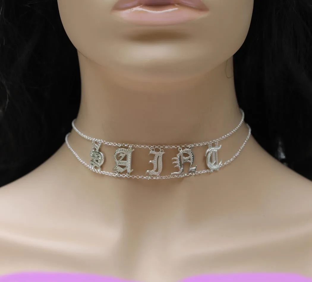 Personalized Name Choker Necklace - Kim Kardashian Saint Choker