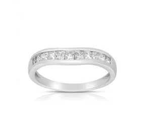 Princess Cut Channel Set Curved Band