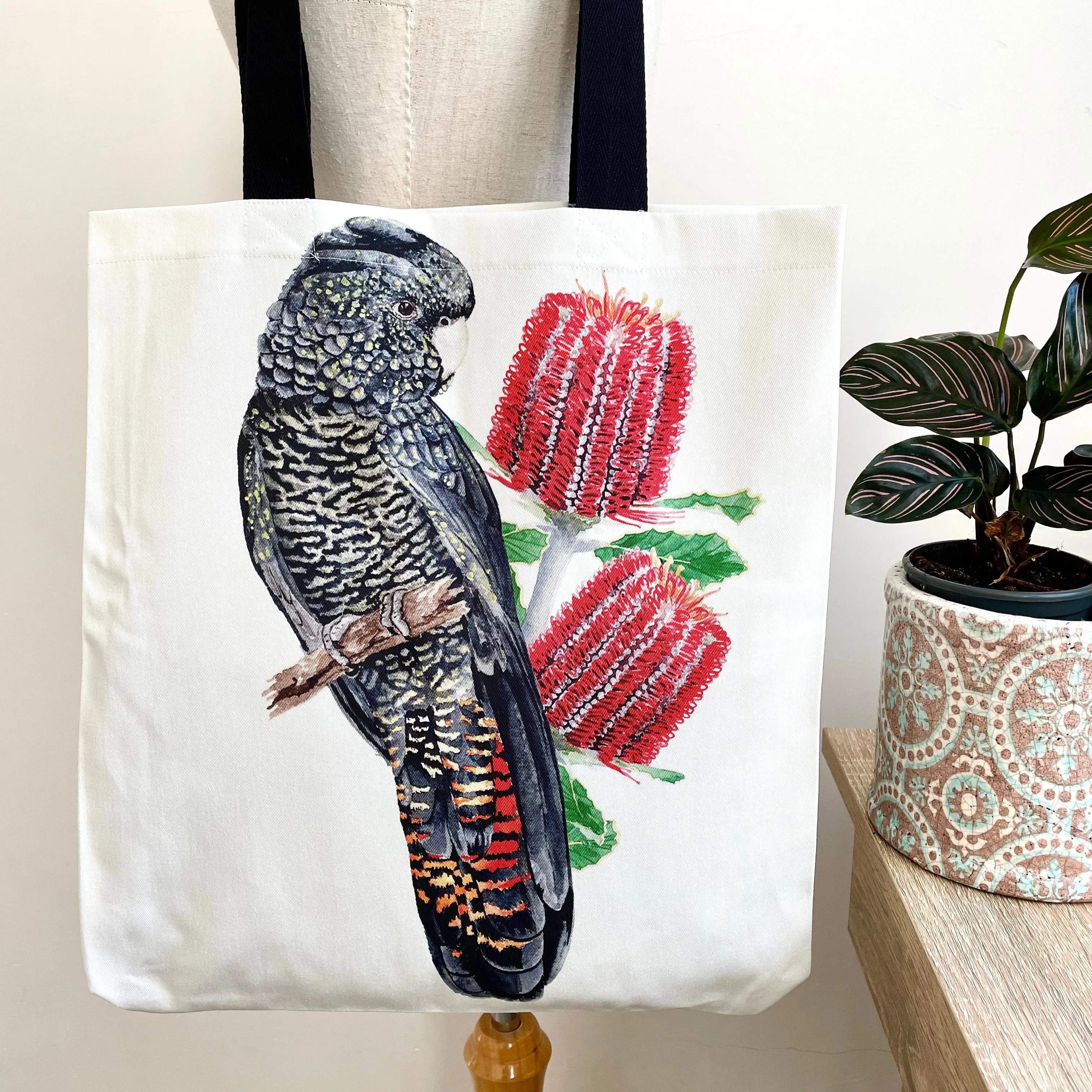 Red Tailed Black Cockatoo Tote Bag