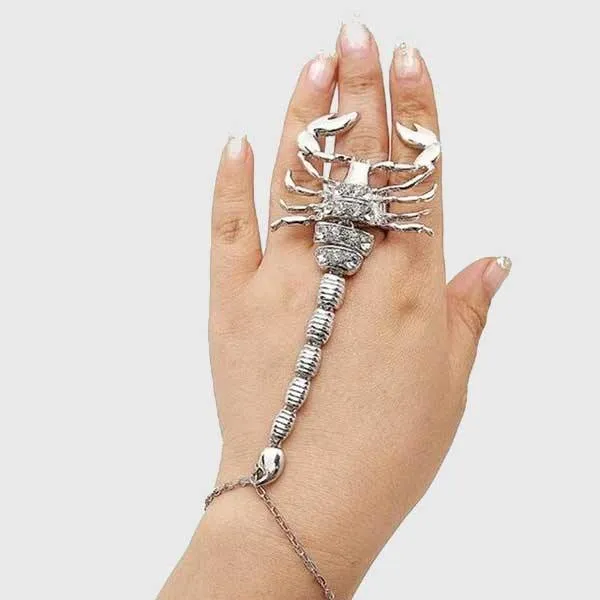 Rhinestone Scorpion Hand Bracelet