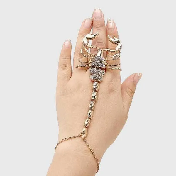 Rhinestone Scorpion Hand Bracelet