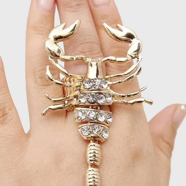 Rhinestone Scorpion Hand Bracelet