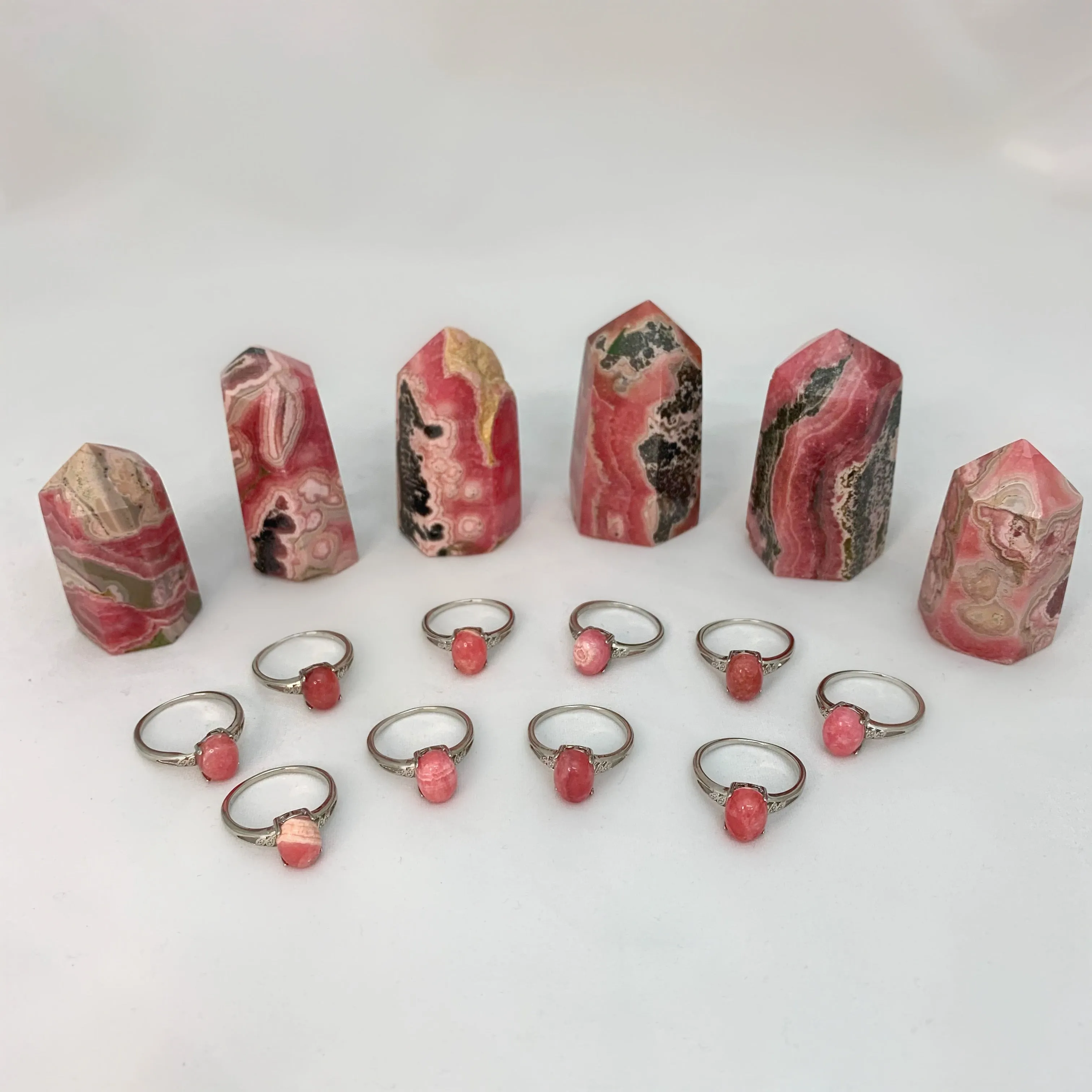 Rhodochrosite Rings