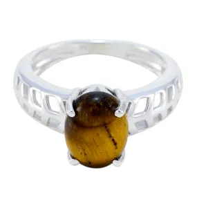 Riyo Cute Gemstones Tiger Eye Solid Silver Rings Mom Birthday Gift