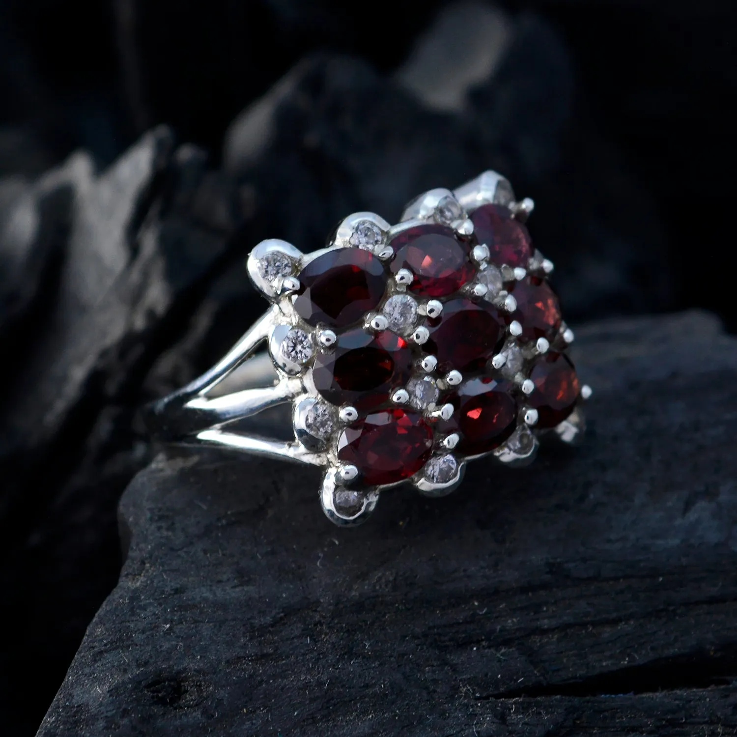 Riyo Enticing Gemstone Garnet 925 Silver Rings Fine Selling Shops