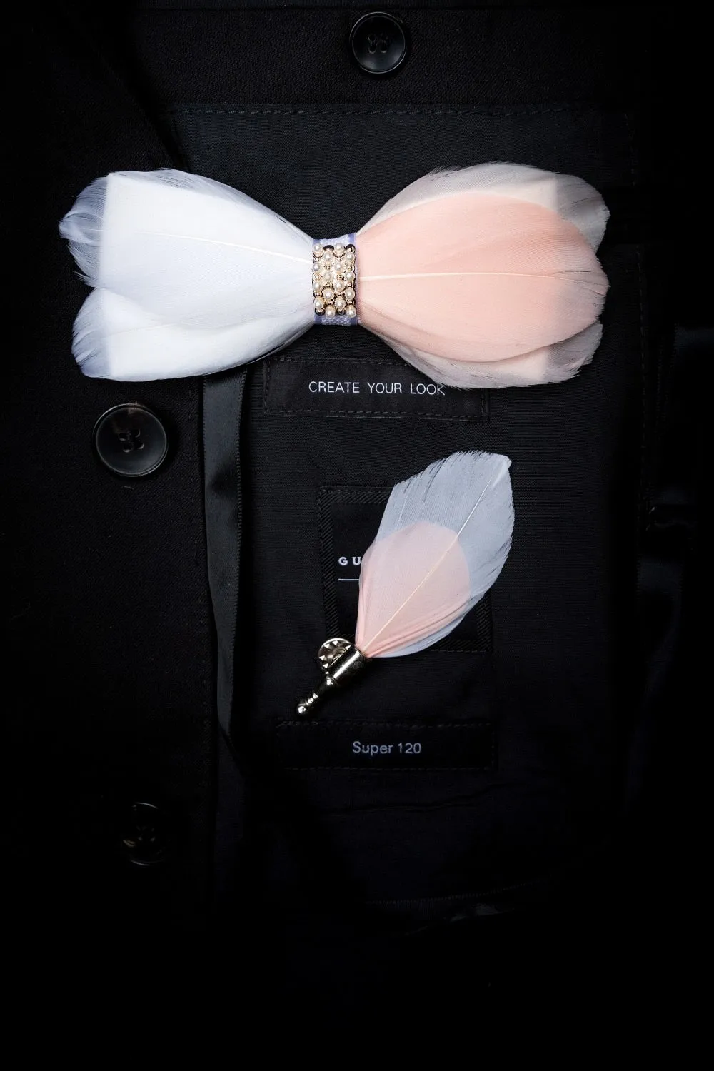 Rose Feather Bow Tie Set