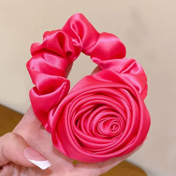 Satin rose hair scrunchies