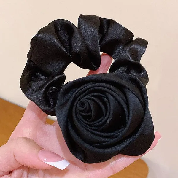 Satin rose hair scrunchies