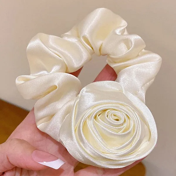 Satin rose hair scrunchies