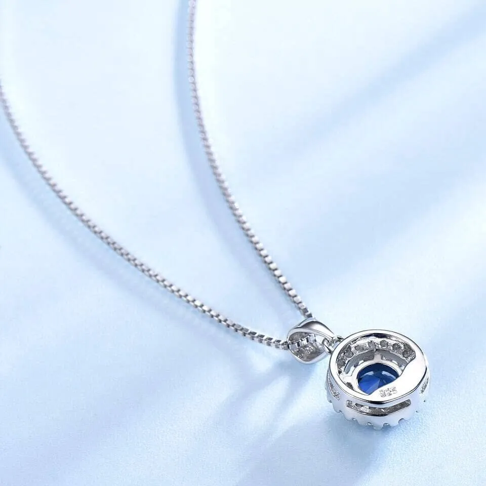 September Birthstone Pendant Necklace - 925 Sterling Silver