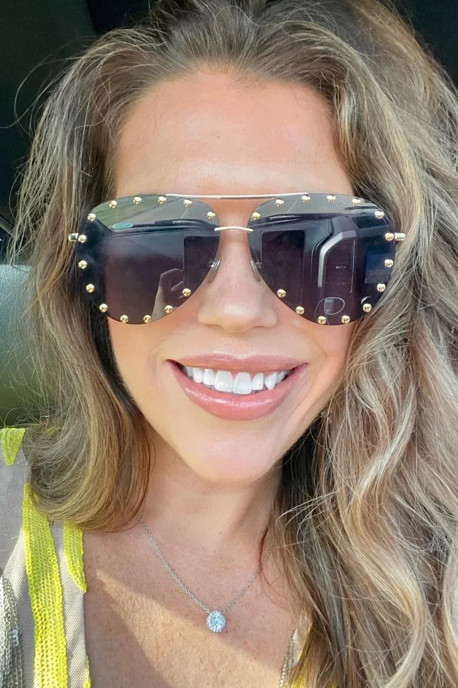 {SHOWSTOPPER} Studded Aviator Sunglasses