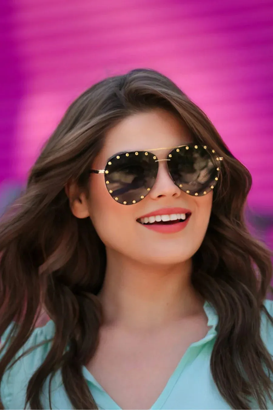 {SHOWSTOPPER} Studded Aviator Sunglasses