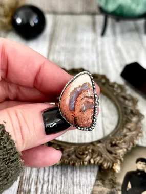 Size 7 Mexican Fire Opal Crystal Ring in Fine Silver / Foxlark Collection - One of a Kind