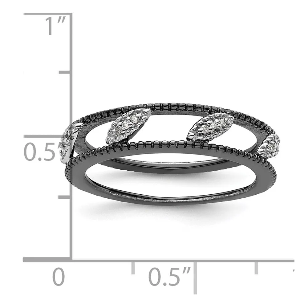 Stackable Expressions Ruthenium-Plated Diamond Jacket Ring in Sterling Silver