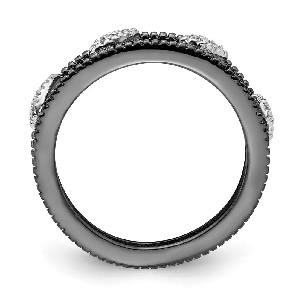 Stackable Expressions Ruthenium-Plated Diamond Jacket Ring in Sterling Silver