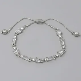 Stone Sliding Lariat Silver Bracelet