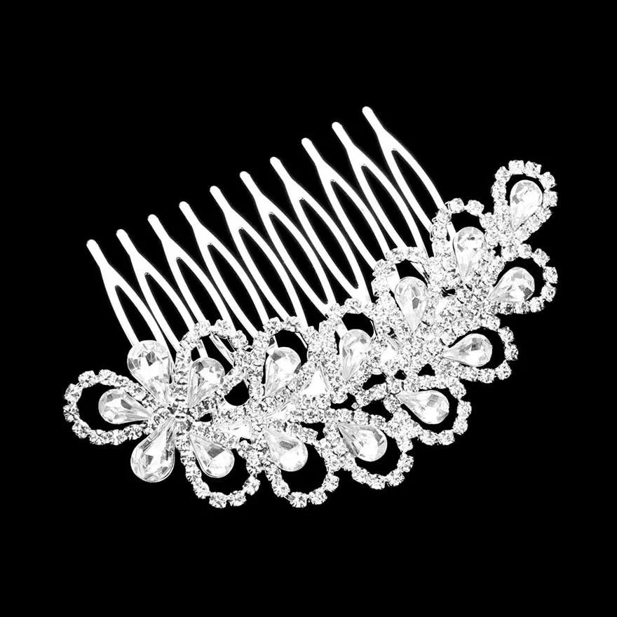 Teardrop Stone Accented Hair Comb