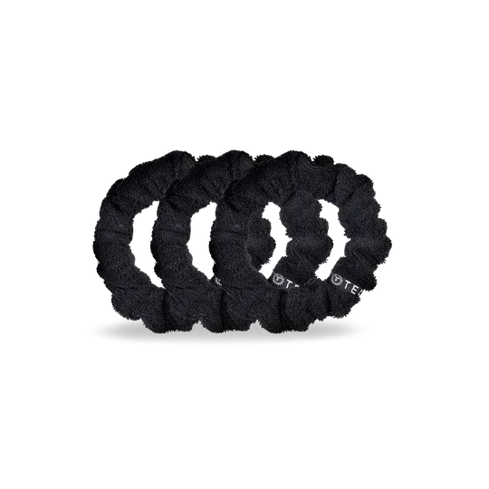 Teleties Terry Cloth Scrunchies - Small Band Pack of 3 - Jet Black