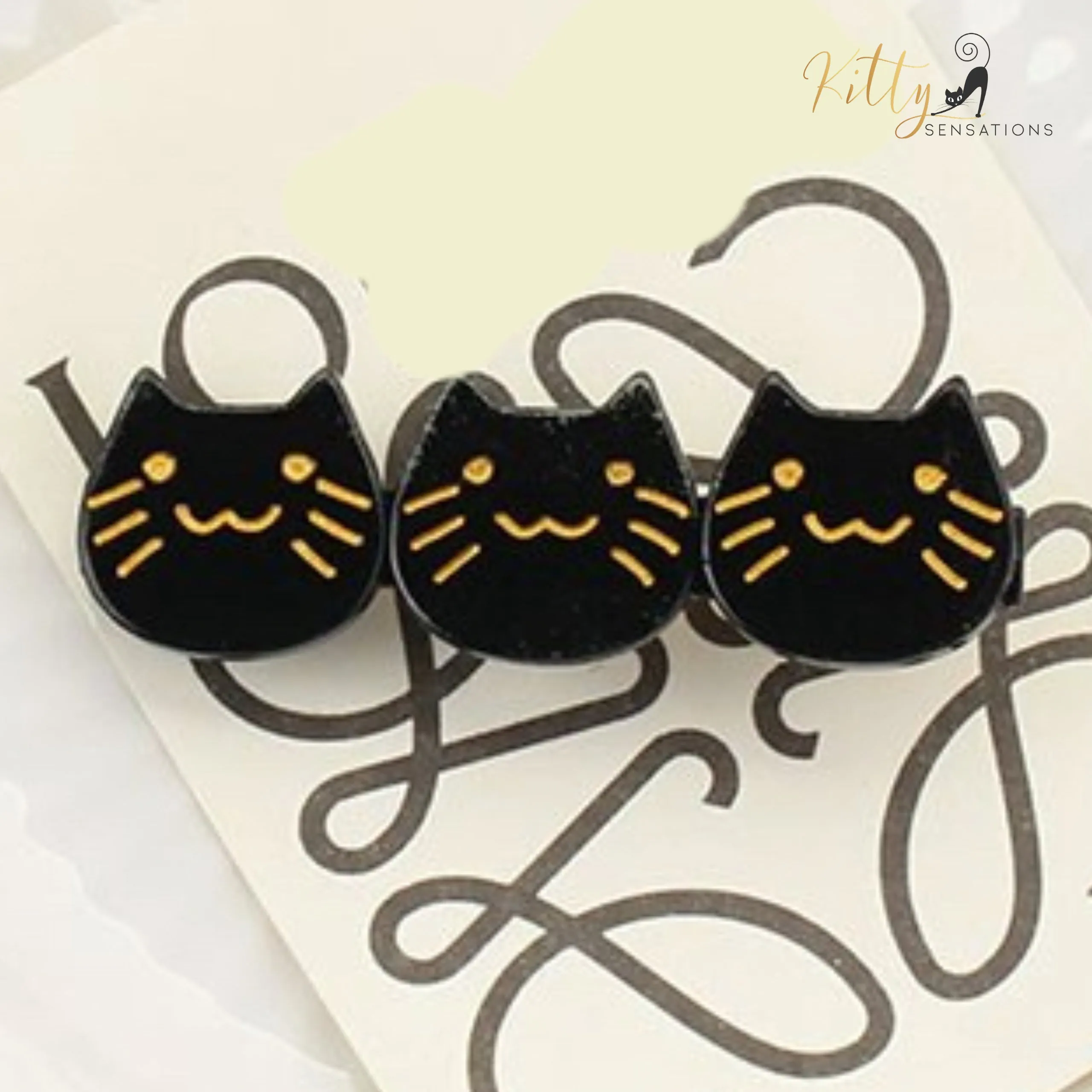 Three Kitties Hair Clip (High Quality Acetate) - Available in Multiple Color Options