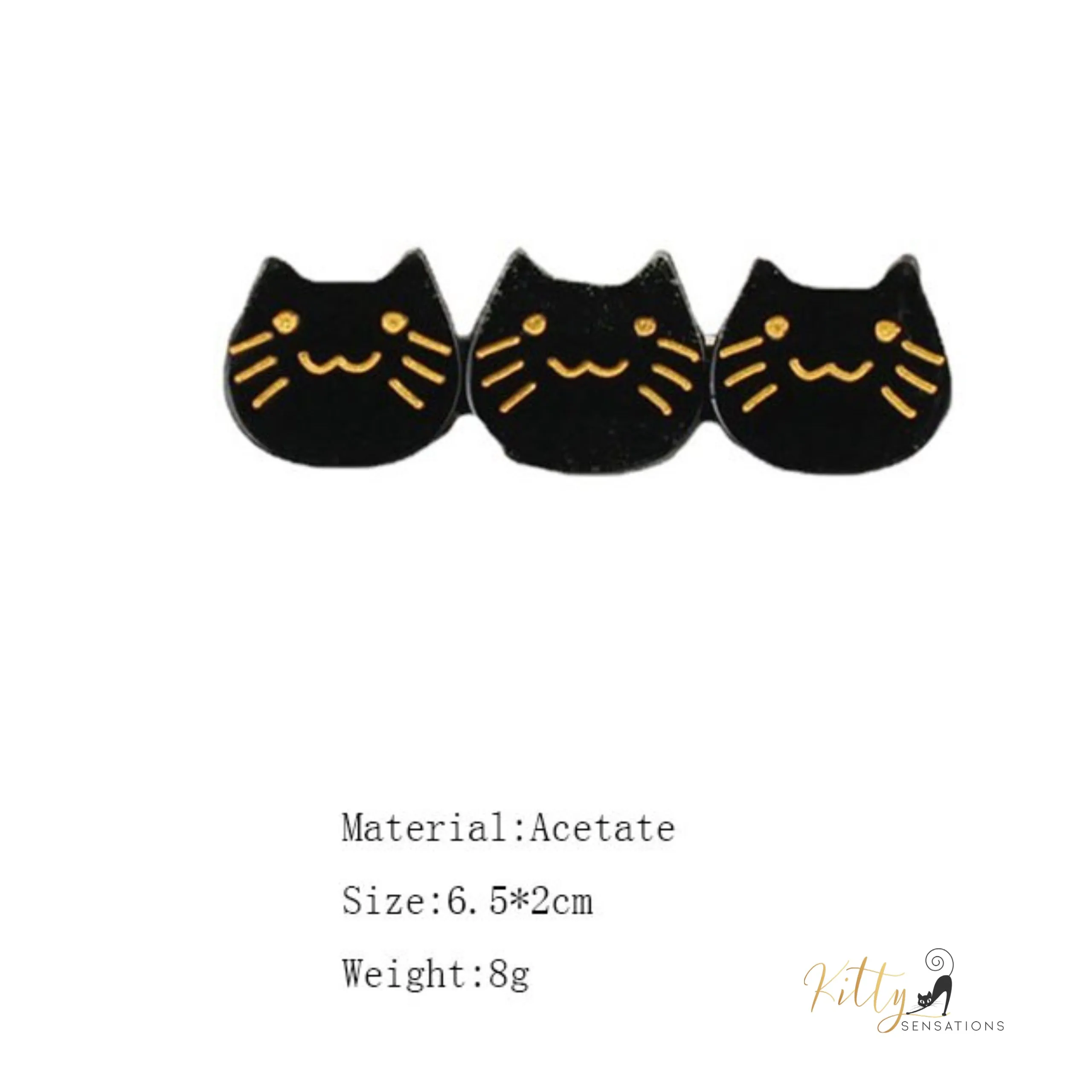 Three Kitties Hair Clip (High Quality Acetate) - Available in Multiple Color Options