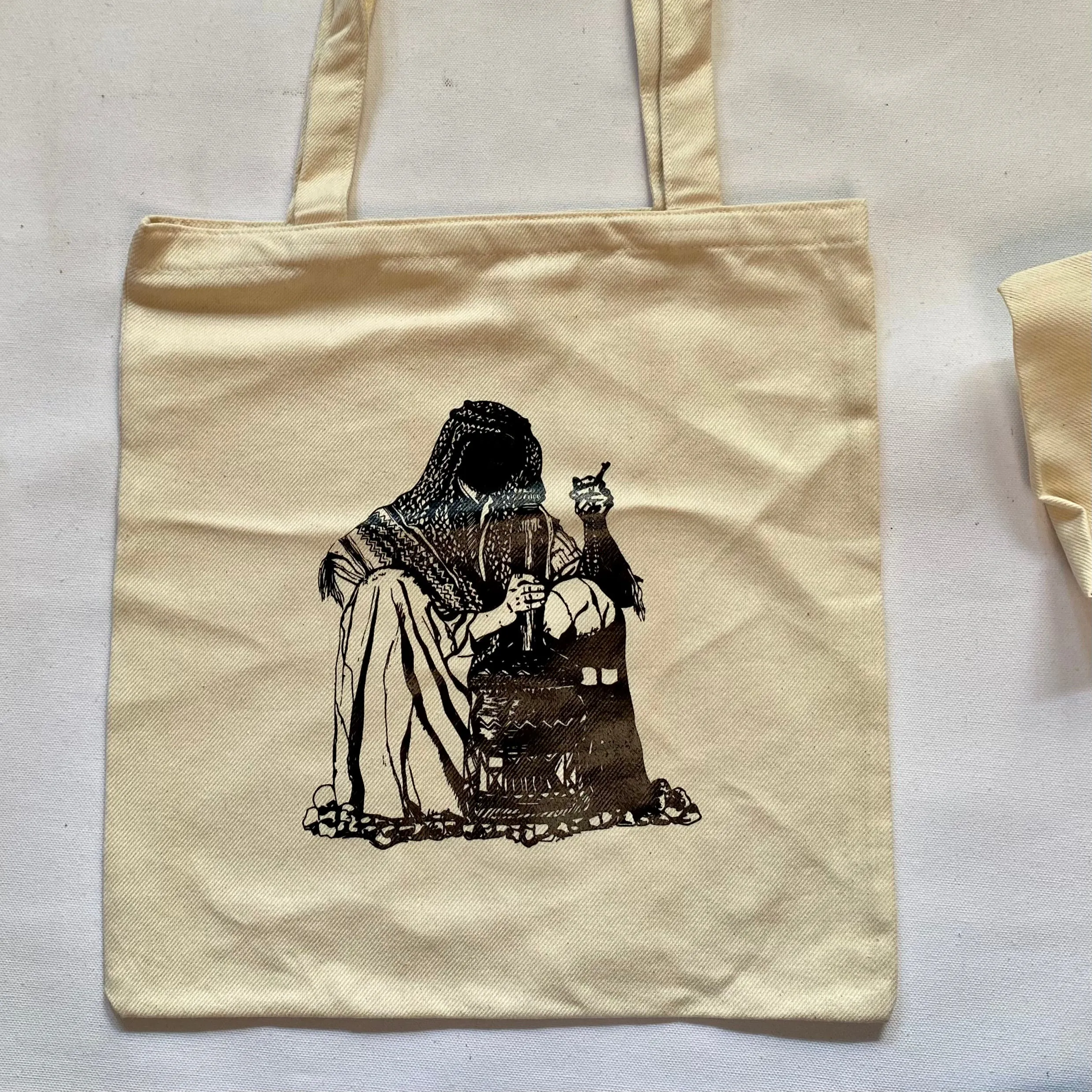 Traditional Palestinian Mansouri Tote Bag with Art from Occupied Shatha | Ammo