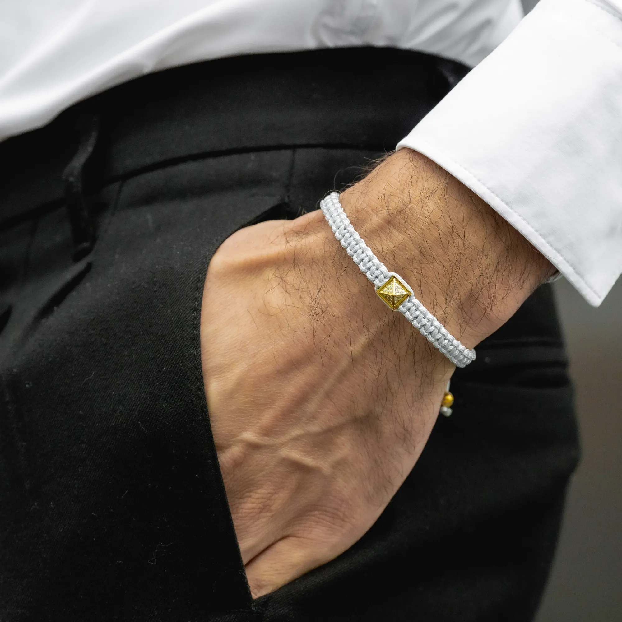 Unisex Pyramid Bracelet with Zircon Diamond