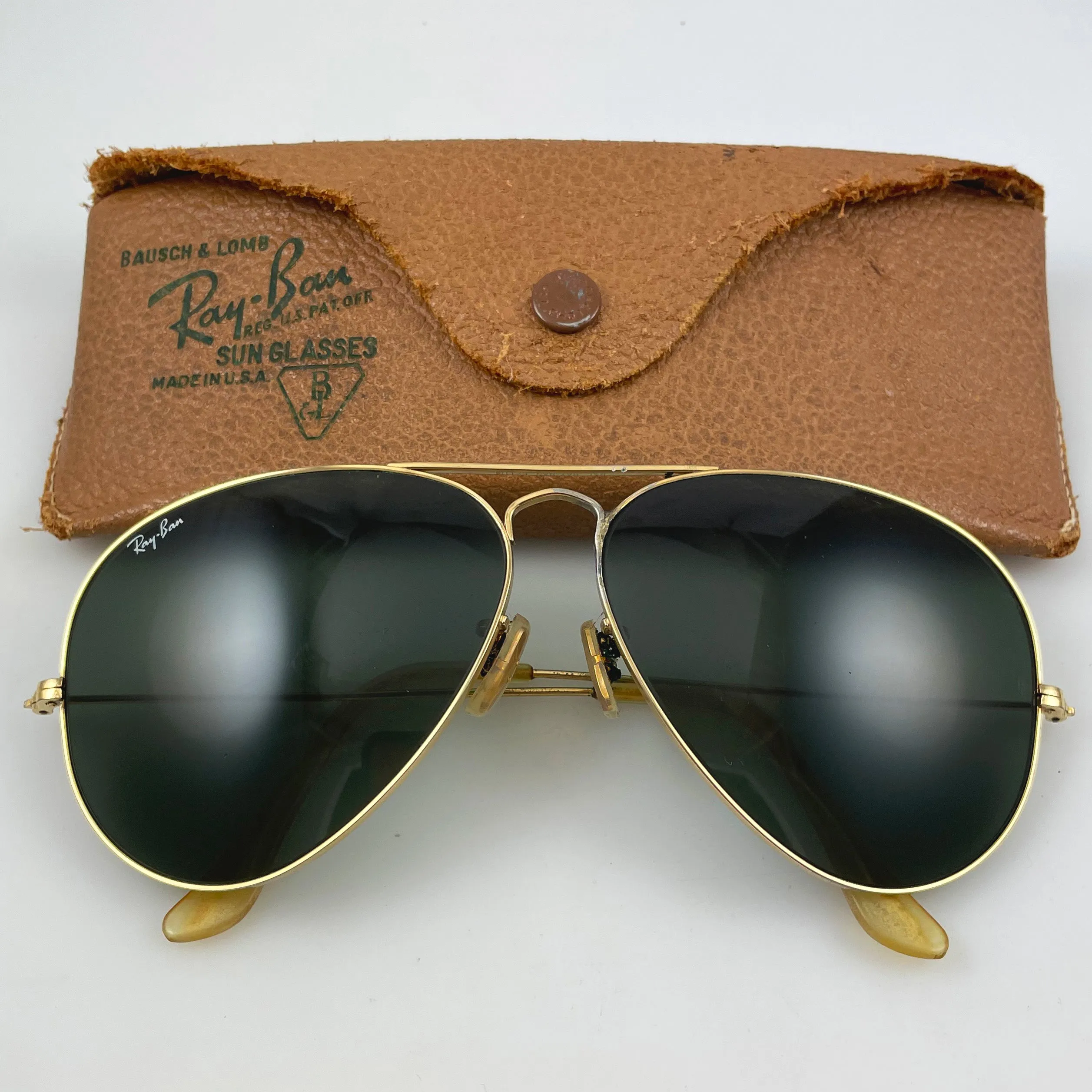 Vintage Gold Ray-Ban Aviator Sunglasses 1950's In Case BL 62mm G15