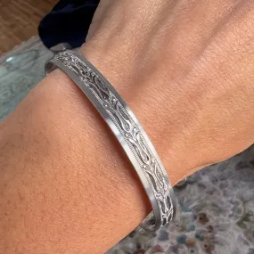 Vintage Silver Patterned Bangle Bracelet