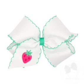 Wee Ones Bows - King - White with Embroidered Strawberry