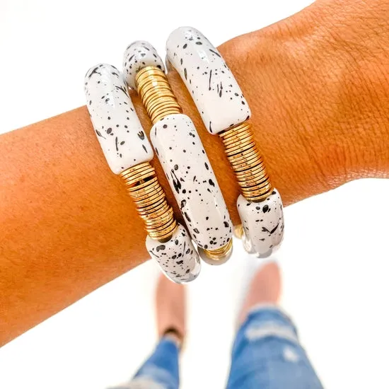 White and Black Speckle Bracelets ~ 2 Sizes